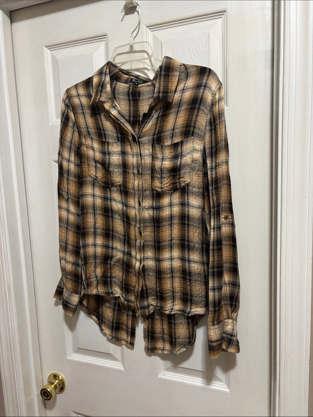 Yellow Black Plaid Button-Up Shirt